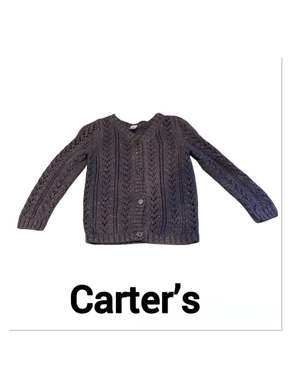 CARTER’S Brown Knit Button Down Girl’s Cardigan with sparkle thread 6x